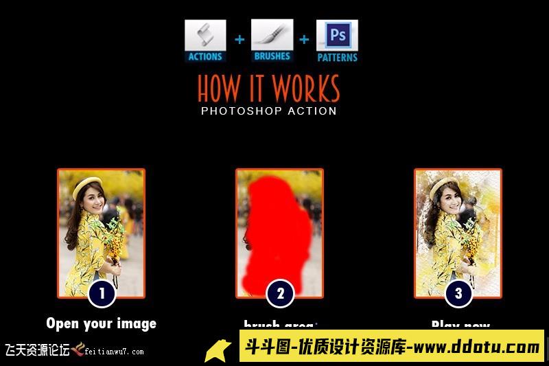 [PS动作下载]现实水彩绘画PS动作 Figurative Painting Photoshop Action-斗斗图