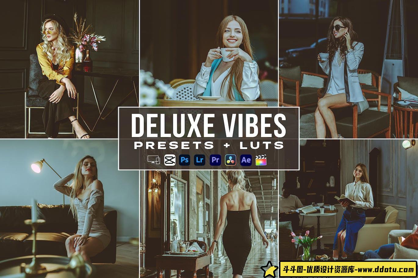 复古胶片电影人像LUT预设及LR预设 Deluxe Vibes Presets And luts-斗斗图