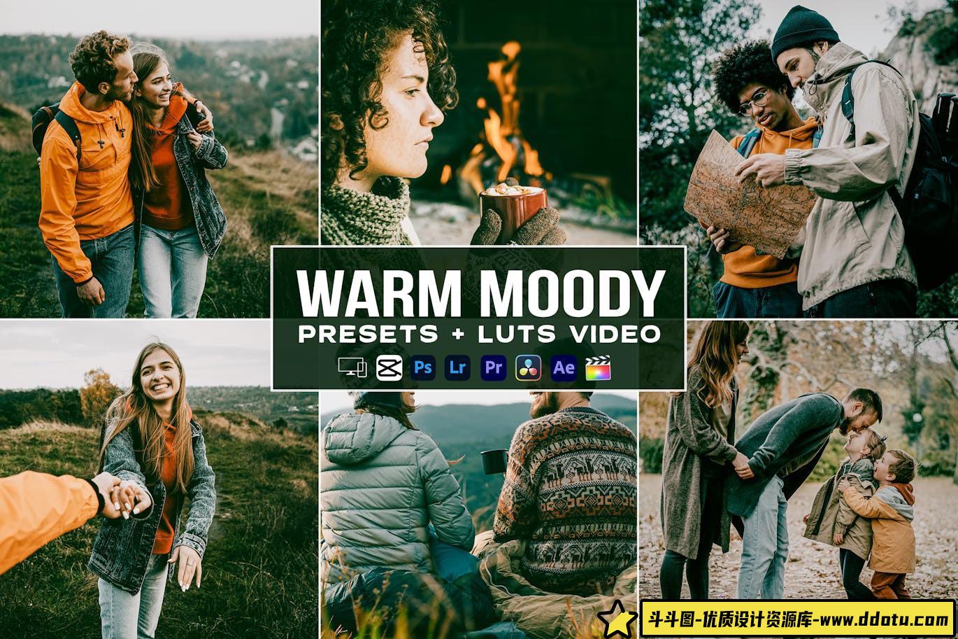 旅拍情绪电影视频调色LUT预设/LR预设 Warm Moody Presets – luts-斗斗图