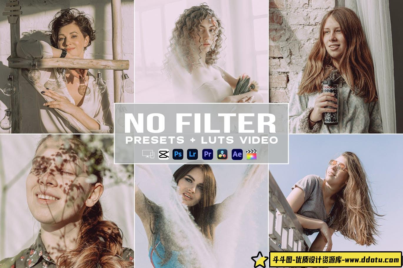 梦幻胶片电影调色LUT预设/LUT预设 No Filter Presets – luts Videos-斗斗图