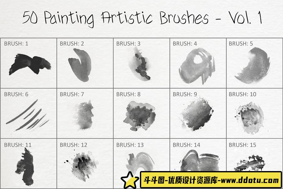 50种CG绘画艺术PS画笔 50 Painting Artistic Brushes – Vol. 1-斗斗图