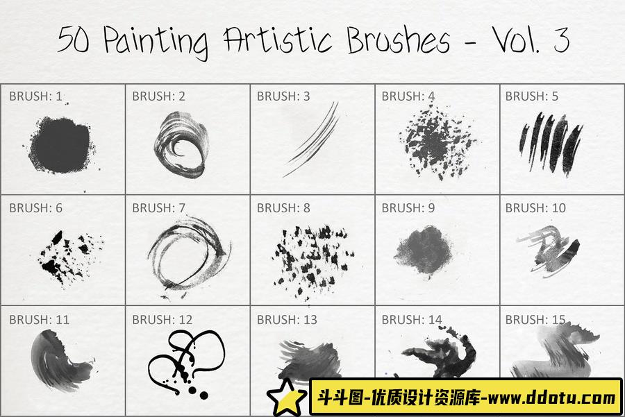 50种CG绘画艺术PS画笔 50 Painting Artistic Brushes – Vol. 3-斗斗图