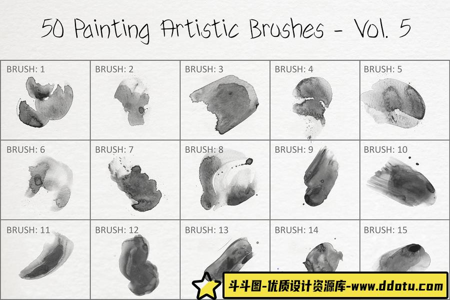 50种CG绘画艺术PS画笔 50 Painting Artistic Brushes – Vol. 5-斗斗图