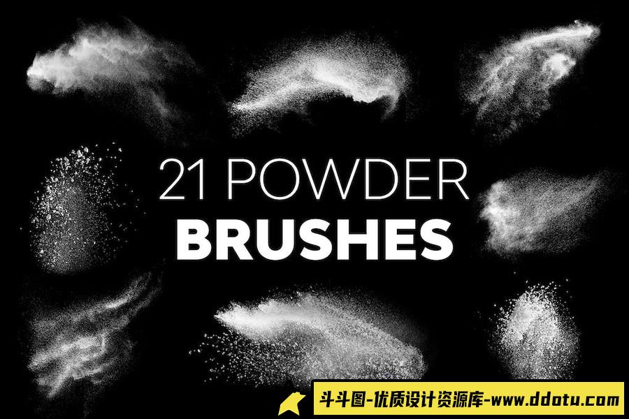 21组高清晰飞沙粉尘粉末PS笔刷 Powder Brushes-斗斗图