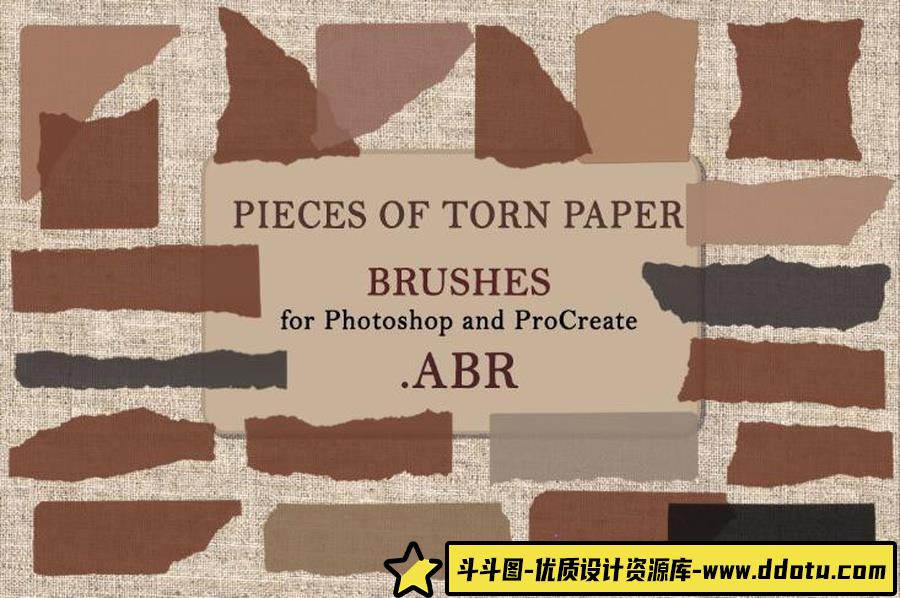 高清晰撕碎的纸张PS笔刷 Pieces of Torn Paper. Brushes-斗斗图