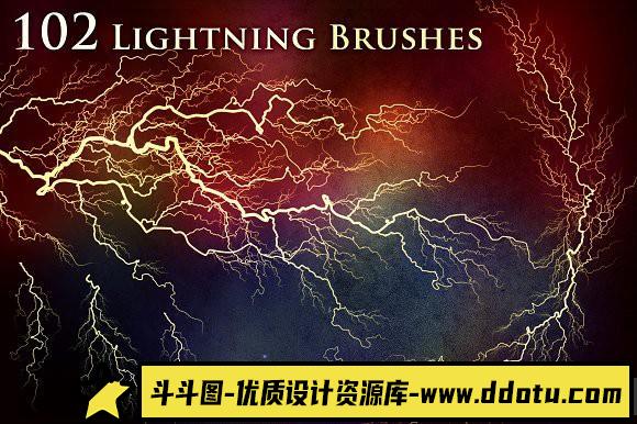 [炫光光效笔刷][插件发布]102组高清闪电电流光效笔刷 102 Lightning Electricity Brushes-斗斗图