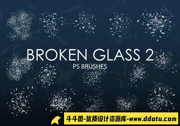 [特效创意笔刷][插件发布]破碎玻璃PS笔刷 Broken Glass Photoshop Brushes 2-斗斗图