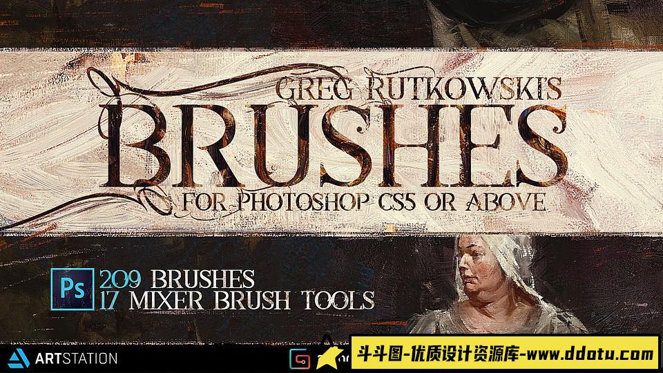 [CG绘画笔刷][插件发布]209组大师级数字绘画PS笔刷合集 Greg Rutkowski – Brushes-斗斗图