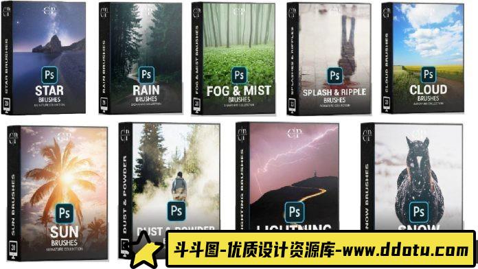 《12款必备Photoshop自然风景笔刷合集及视频教程，助力风光摄影师创作》-斗斗图