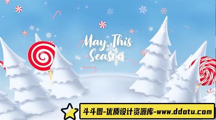 风雪圣诞节动画FCPX插件 Christmas Land Opener – Apple Motion-斗斗图