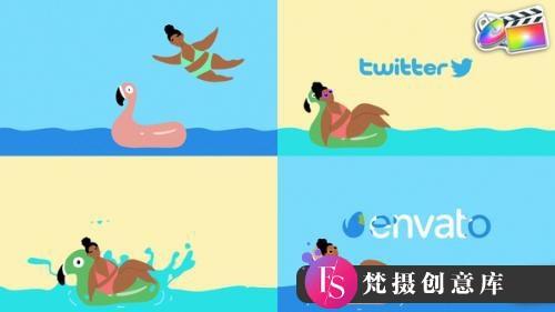 FCPX插件-卡通假期社交媒体标志动画模板Vacation Logo 支持m1-斗斗图