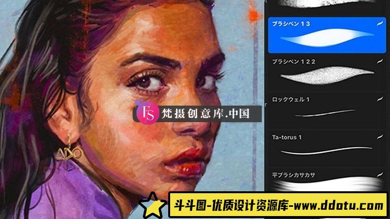 Procreate免费油画笔刷-斗斗图