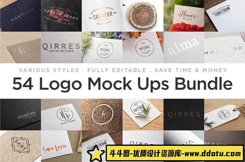 [PS样机模型]54款LOGO标志样机模型合集LogoMockUpsBundle-斗斗图