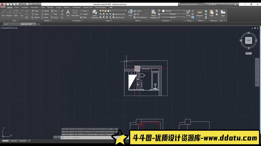 3ds max Autocad 室内浴室项目设计建模渲染教程-中英字幕-斗斗图