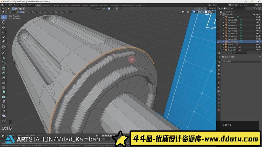 Blender+Substance Painter复古老式步枪建模贴图教程-斗斗图