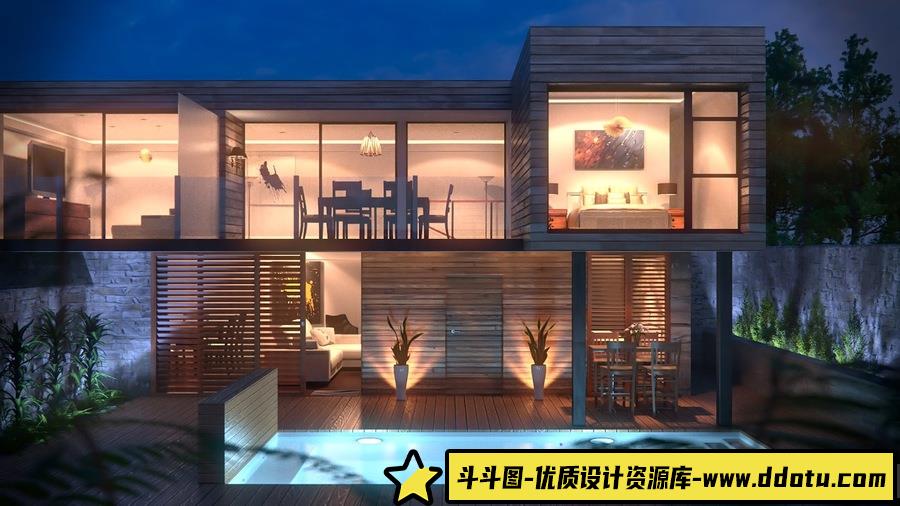 Blender Guru – 建筑学院室内外建筑场景设计渲染大师级教程-斗斗图