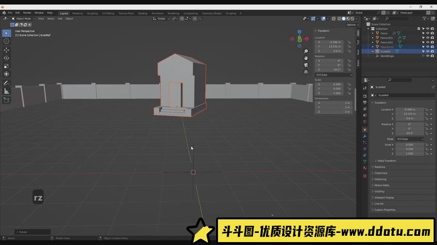 Blender大型3D场景影视环境艺术建模渲染视频教程-斗斗图