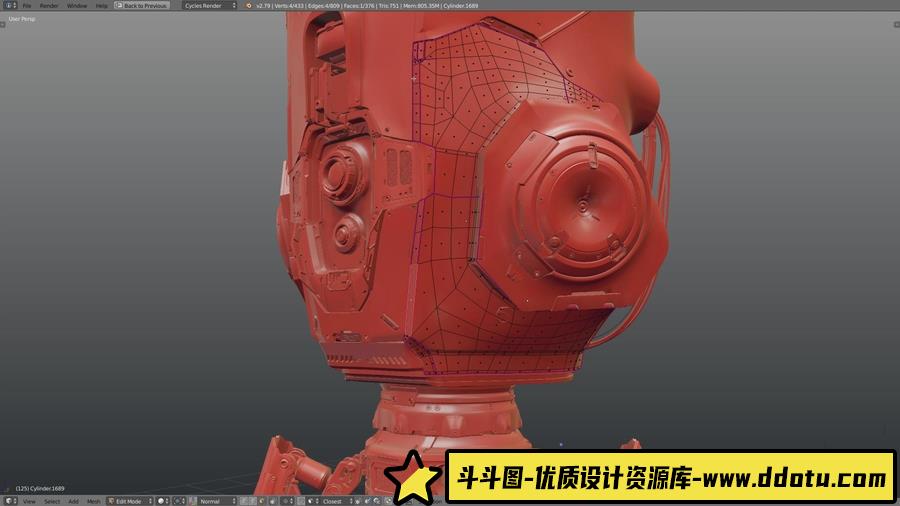 Blender2.79 金属硬表面建模纹理贴图渲染教程-人工翻译字幕-斗斗图