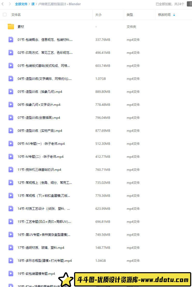 卢帅第5期包装设计+Blender全能班2024【画质高清有部分素材】Blender课程-斗斗图
