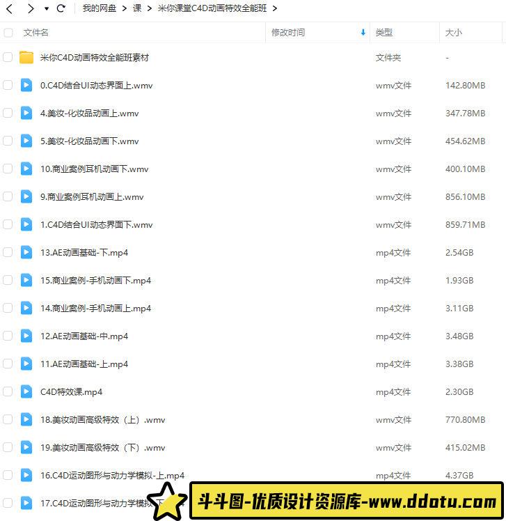 【缺课】米你课堂C4D动画特效全能班2023年【画质高清有大部分素材】-斗斗图
