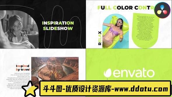 达芬奇幻灯片模板 Inspiration Slideshow for DaVinci Resolve-斗斗图