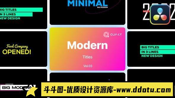 达芬奇现代标题模版 第03季 Big Modern Titles for DaVinci Resolve V03-斗斗图