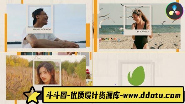 达芬时尚相册幻灯片模版 Frames Slideshow for DaVinci Resolve-斗斗图