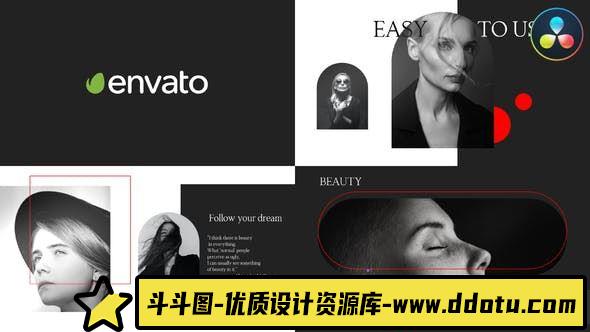 达芬奇时尚幻灯片模版 Fashion Slideshow for DaVinci Resolve-斗斗图