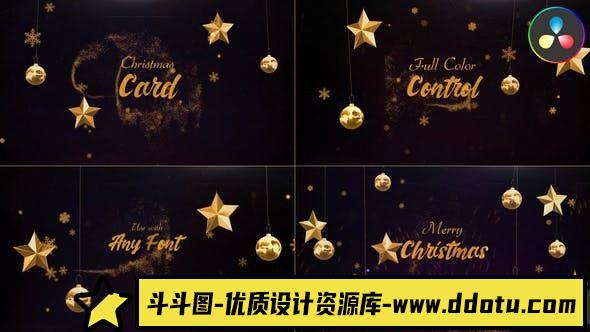 达芬奇圣诞贺卡背景模版 Christmas Card for DaVinci Resolve-斗斗图