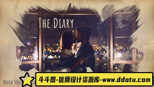 [Premiere模板]PR模板-浪漫婚礼儿童照片幻灯片PR模板素材 The Diary-Brush Strokes 4K Slideshow-斗斗图