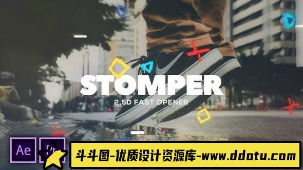 [Premiere预设]PR预设-图形切割快闪图片开场PR预设模板 Stomper Fast Opener-斗斗图