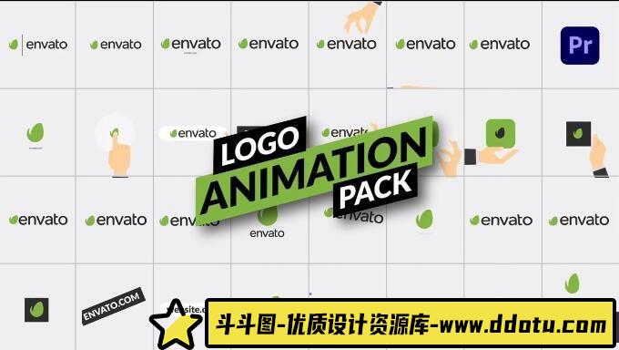 [Premiere预设]PR预设+AE模板-32组扁平化简洁Logo动画 Logo Animation Pack-斗斗图