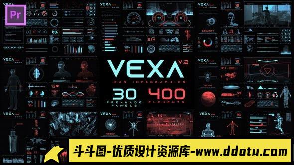 [Premiere模板]PR模板-380个未来数字科技HUD图形元素动画包 Vexa HUD Infographics-斗斗图