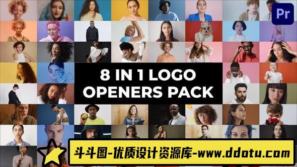 [Premiere预设]8合1视频照片墙Logo动画PR预设- Multi Screen Mosaic Logo Openers-斗斗图