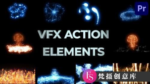 PR转场模板-Premiere Pro能量VFX动作元素和过渡转场模板-斗斗图