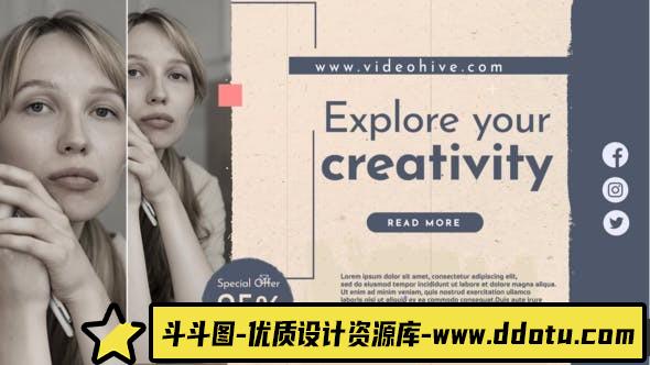 创意工坊时尚排版视频展示PR模版 Creative Workshop-斗斗图