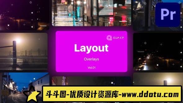 Premiere Pro叠加覆盖素材第1卷Overlay Layouts for Premiere Pro Vol. 01-斗斗图