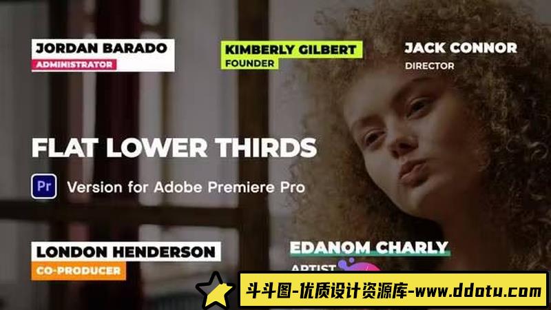 Premiere Pro扁平下三分之一标题模版PR Flat Lower Thirds-斗斗图